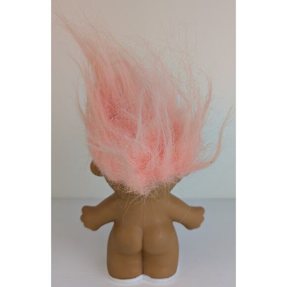 VTG Russ Easter Bunny Ears Troll Doll 5" Girl Peach Hair White Bunny Slippers - Picture 3 of 6